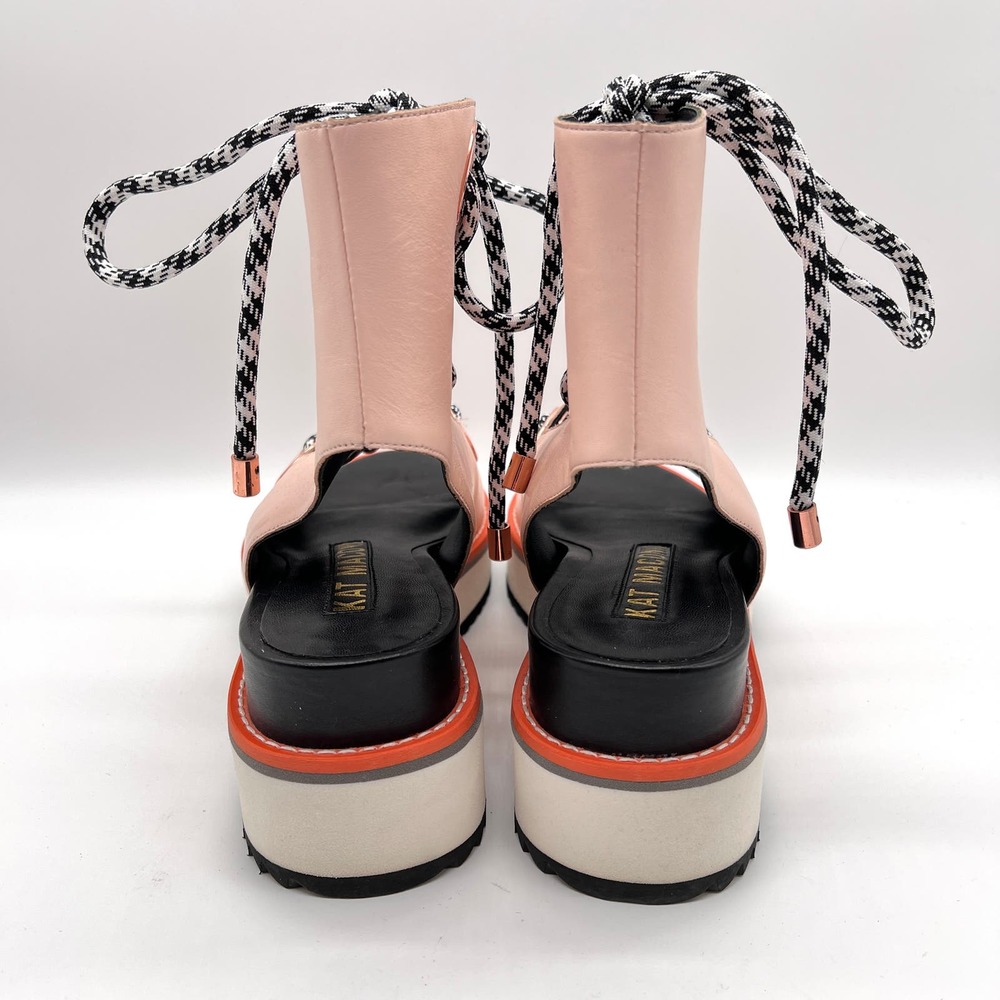 KAT MACONIE Lace Up Shoe Womens 40 Light Pink Leather Gladiator Platform Sandal - Picture 3 of 9